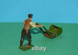 Britains Vintage Pre-war Rare Lead Garden Gardener #051 And Lawnmower #050