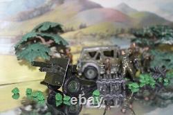 Britains WW2 Jeep and cannon with metal vintage soldiers in a unique tin