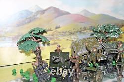 Britains WW2 Jeep and cannon with metal vintage soldiers in a unique tin