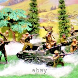 Britains WWII, Vintage Lead soldiers x13 /Bren-gun carrier 1/32 +Crescent Cannon