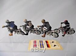 Britains X4 Speedway Motorcycles 2 Versions And Riders With Unused Sticker Sheet