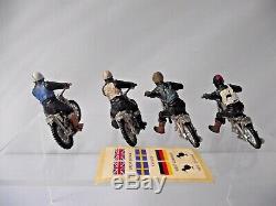 Britains X4 Speedway Motorcycles 2 Versions And Riders With Unused Sticker Sheet