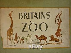 Britains Zoo 1940's Massive Collection Original Box 49 Pieces Animals Trees etc