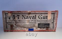 Britains model 4.7 Naval Gun Mounted for field operations. In box, Hamleys