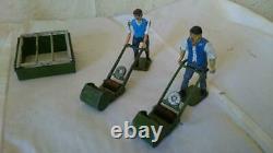 C1930 Britains garden series lawnmower man hose trees woman with pail pre war