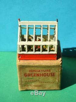 CHERILEA PRODUCTS RARE VINTAGE 1950s BOXED LEAD GREENHOUSE WITH PLANTS