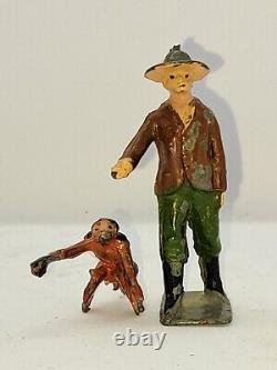 Charbens 54mm hollow-cast lead figure Organ, organ grinder and monkey with cup