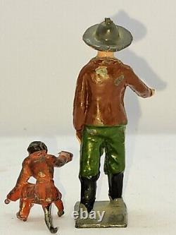 Charbens 54mm hollow-cast lead figure Organ, organ grinder and monkey with cup