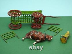 Charbens Antique Pre-war C1929 Rare Boxed Lead Farm Wagon Set With Carter