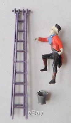 Charbens Pre-war Painted Lead Circus Clown Climbing Rare Purple Ladder + Bucket