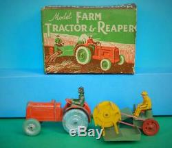 Charbens Vintage 1950 Rare Boxed Diecast & Lead Model Farm Tractor & Reaper Set