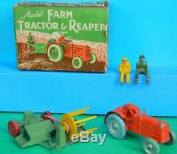 Charbens Vintage 1950 Rare Boxed Diecast & Lead Model Farm Tractor & Reaper Set