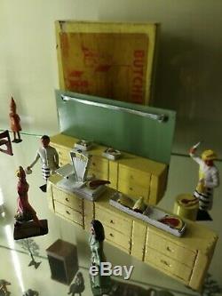 Crescent very rare Butcher's Shop set boxed. Vintage toy lead Figures