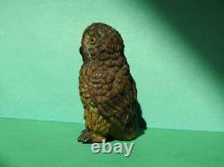 GEORG HEYDE GERMANY ANTIQUE C1910 HOLLOW CAST COLD PAINTED LEAD OWL 6cm