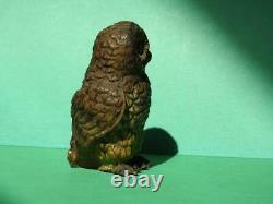 GEORG HEYDE GERMANY ANTIQUE C1910 HOLLOW CAST COLD PAINTED LEAD OWL 6cm