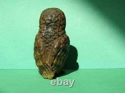 GEORG HEYDE GERMANY ANTIQUE C1910 HOLLOW CAST COLD PAINTED LEAD OWL 6cm