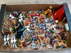 Huge lot of Timpo & Britains wild west vintage plastic figures, toy soldiers