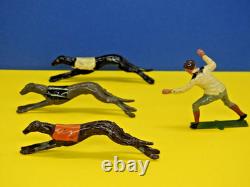 JOHILLCO VINTAGE 1930s LEAD GREYHOUNDS RACING x 3 WITH RARE RACE STARTER