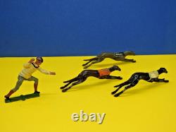 JOHILLCO VINTAGE 1930s LEAD GREYHOUNDS RACING x 3 WITH RARE RACE STARTER