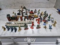 Job Lot Of Vintage Britain's Soldiers Plus Farm Plastic Lead Trees Spaceman
