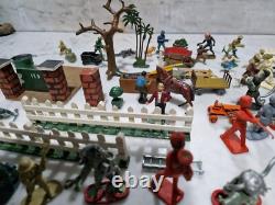 Job Lot Of Vintage Britain's Soldiers Plus Farm Plastic Lead Trees Spaceman