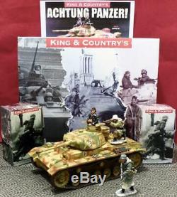 King&Country-Panzer 3+1 Man+2 GermanSoldiers-Retired-Orig Boxes-Hausser-Britains