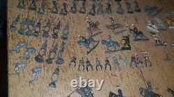 Large Collection Of Vintage Unpainted Lead Soldiers, Horses, Cavalry 257 Pieces