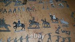 Large Collection Of Vintage Unpainted Lead Soldiers, Horses, Cavalry 257 Pieces