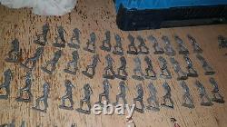 Large Collection Of Vintage Unpainted Lead Soldiers, Horses, Cavalry 257 Pieces