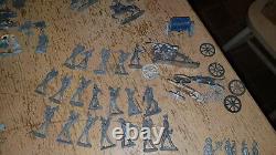 Large Collection Of Vintage Unpainted Lead Soldiers, Horses, Cavalry 257 Pieces