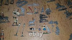 Large Collection Of Vintage Unpainted Lead Soldiers, Horses, Cavalry 257 Pieces