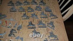 Large Collection Of Vintage Unpainted Lead Soldiers, Horses, Cavalry 257 Pieces