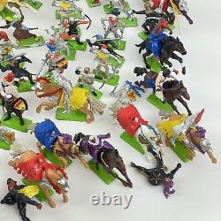 Large Job Lot Of Vintage Britains Deetail Plastic Toy Soldiers Knights WW1 Etc