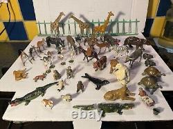 Large job vintage Pre-War JoHillCo / Britains zoo figures + others lead Toys