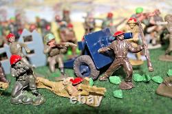 Lone star/Hilco/Britains/Crescent WW2 soldiers x39 + Cannon+Store chest 1960s