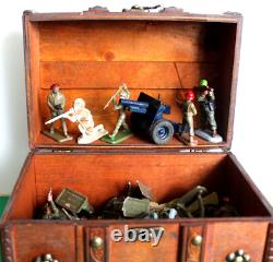 Lone star/Hilco/Britains/Crescent WW2 soldiers x39 + Cannon+Store chest 1960s