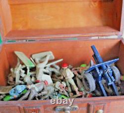 Lone star/Hilco/Britains/Crescent WW2 soldiers x39 + Cannon+Store chest 1960s