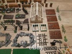 Lot Of Vintage Britains Floral Garden- Wall, Greenhouses, Figures Etc