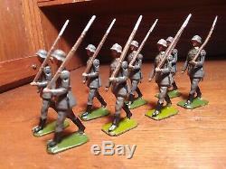 Lot Vintage Britains 8 German Infantry Toy Soldiers Marching RARE