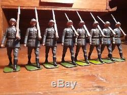 Lot Vintage Britains 8 German Infantry Toy Soldiers Marching RARE