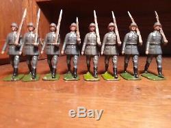 Lot Vintage Britains 8 German Infantry Toy Soldiers Marching RARE