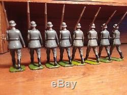 Lot Vintage Britains 8 German Infantry Toy Soldiers Marching RARE