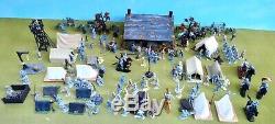 Marx/Britains++ 54mm Civil war Confederate camp custom playset 95 figs ++usedoop