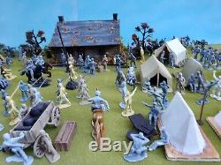 Marx/Britains++ 54mm Civil war Confederate camp custom playset 95 figs ++usedoop