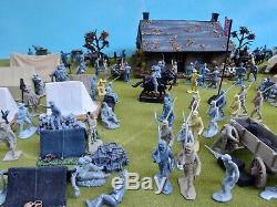 Marx/Britains++ 54mm Civil war Confederate camp custom playset 95 figs ++usedoop