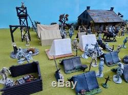 Marx/Britains++ 54mm Civil war Confederate camp custom playset 95 figs ++usedoop