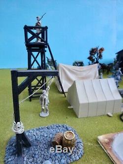 Marx/Britains++ 54mm Civil war Confederate camp custom playset 95 figs ++usedoop