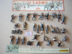Mint 1950s Metal Hollow-Cast Timpo USA American WW2 Combat GIs x 30 pieces (#18)