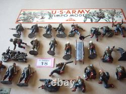 Mint 1950s Metal Hollow-Cast Timpo USA American WW2 Combat GIs x 30 pieces (#18)