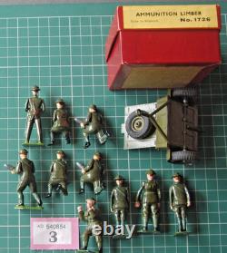 Mint Britains RA Gunners + Limber WW2. Early 50s Hollow-Cast. Old Stock (#3)